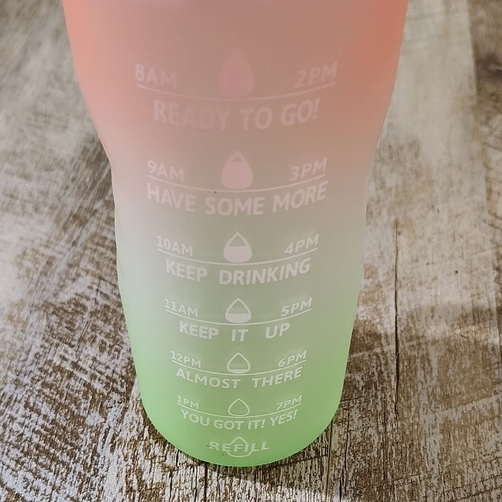Gradient Water Bottle with Motivational Time Markers